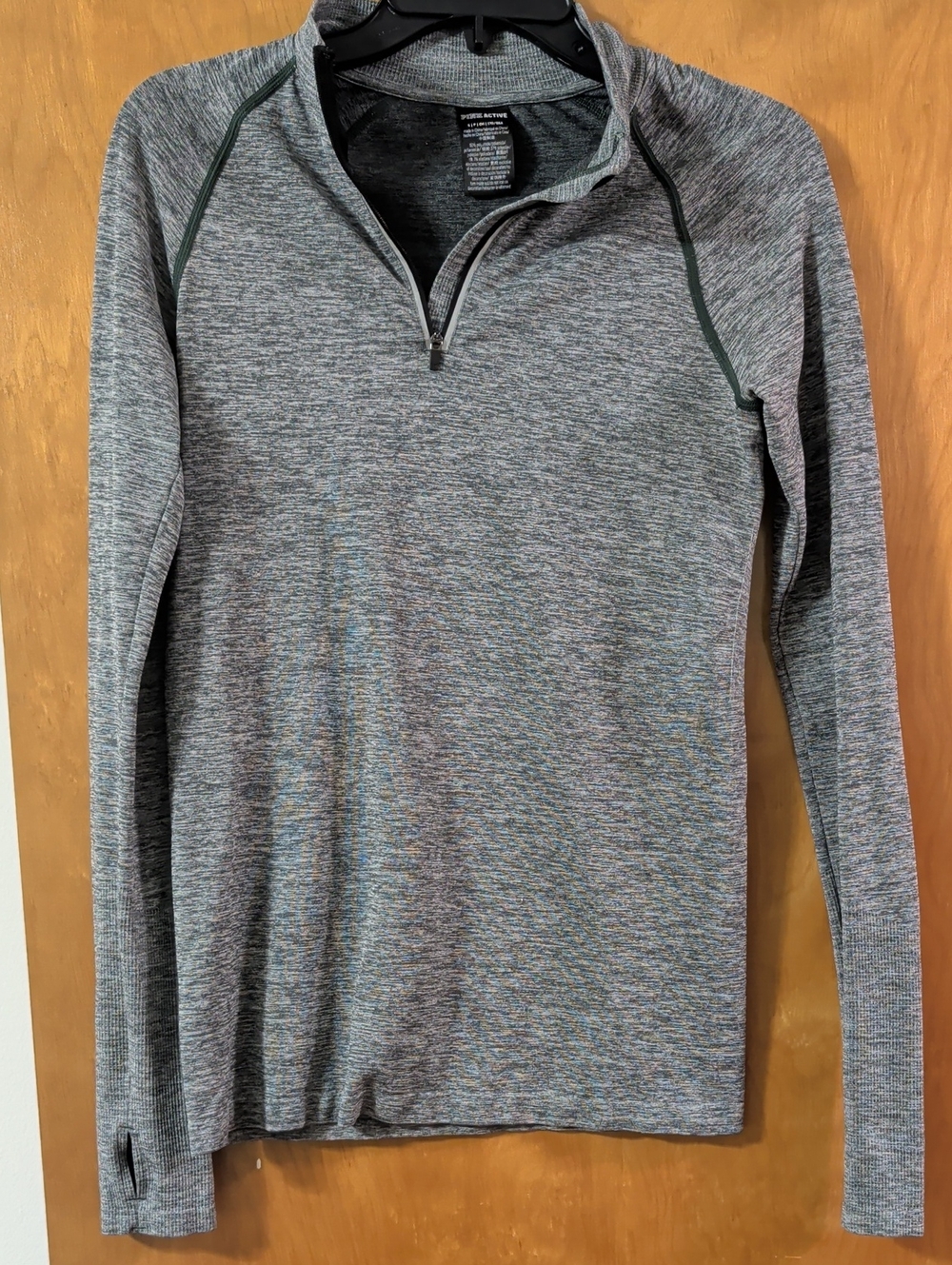 Pink Active Heathered Gray Quarter-Zip Long Sleeve Pullover